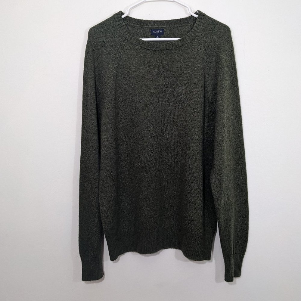 J CREW  Men's  Crewneck Sweater Supersoft Wool Blend Green Size L  AA027